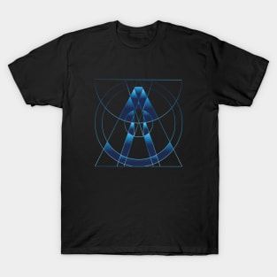 Blue spaceship Galaxy space geometric T-Shirt